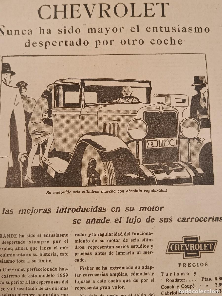 Coleccionismo de Revistas y Peri&oacute;dicos: 1930&rsquo;s Chevrolet Auto Publicidad de Revista. Motor. Vintage spanish magazine advertising
