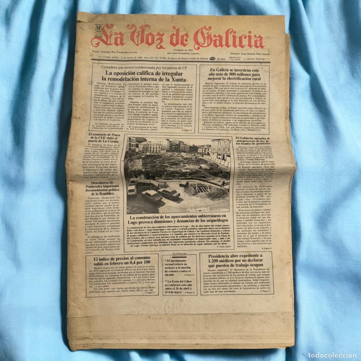 Coleccionismo de Revistas y Peri&oacute;dicos: ️ Peri&oacute;dico La Voz De Galicia &ndash; Edici&oacute;n Original Del 22 De Marzo De 1986