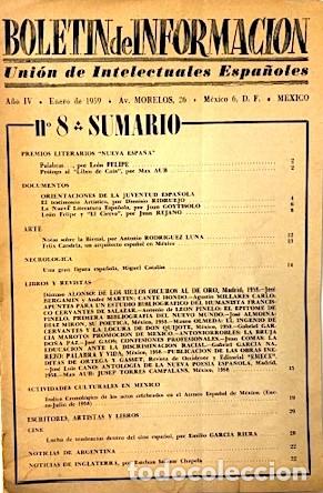 Collection Magazines and Newspapers: Uni&oacute;n de Intelectuales Espa&ntilde;oles. N&ordm; 8 (M&eacute;xico, julio 1959) Luis Felipe, Ridruejo, Goytisolo, Rejano