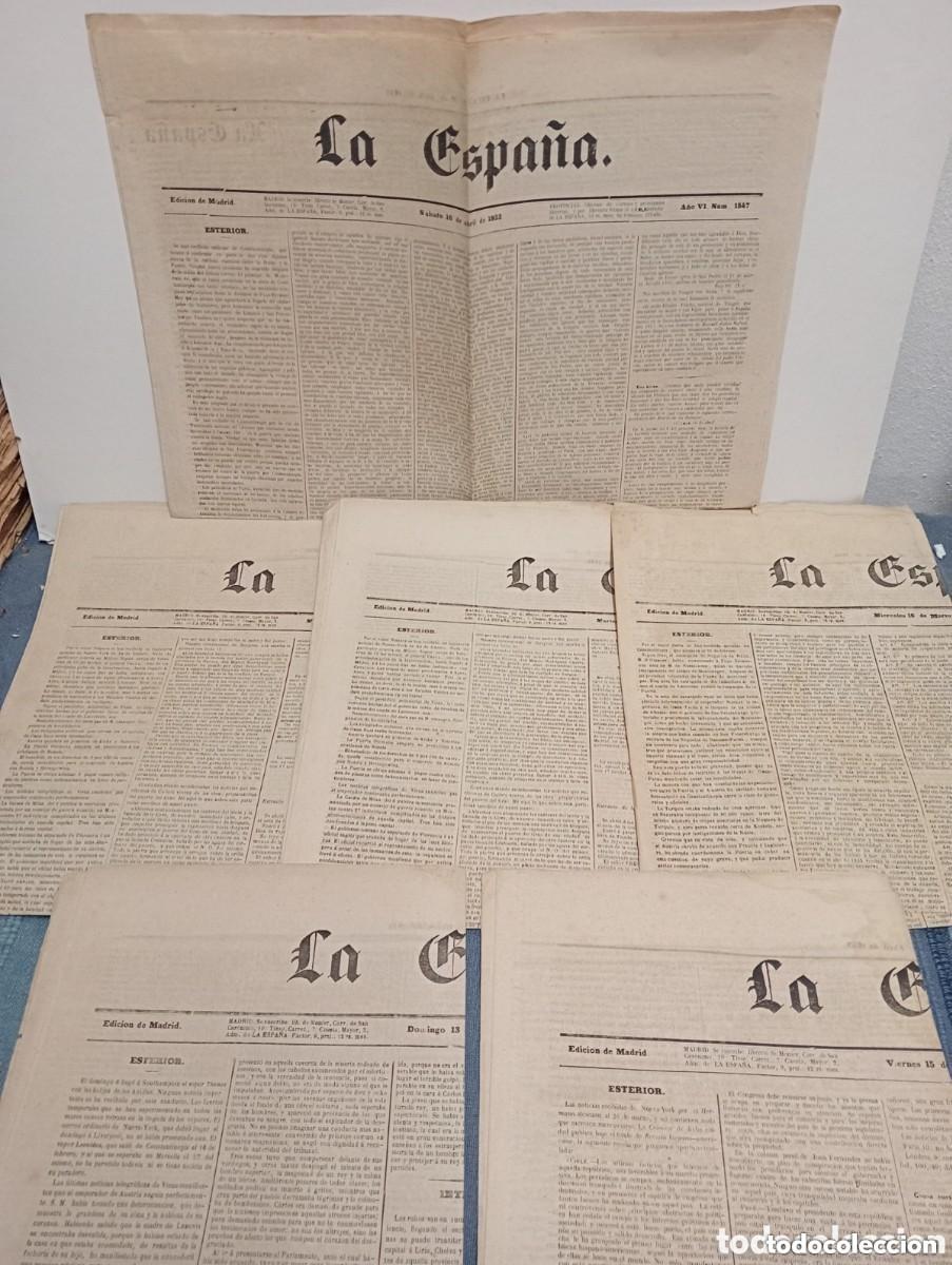 Sammeln von Zeitschriften und Zeitungen: LA ESPA&Ntilde;A. EDICI&Oacute;N DE MADRID. A&Ntilde;O 1853. CONJUNTO DE 6 NOTICIARIOS. RAROS