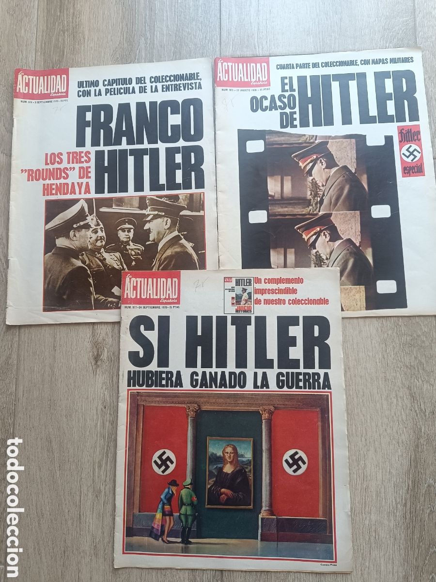 Collezionismo di Riviste e Giornali: 3 REVISTA ACTUALIDAD ESPA&Ntilde;OLA 1070 FRANCO Y HITLER / OCASO HITLER / SI HITLER HUBIERA GANADO.