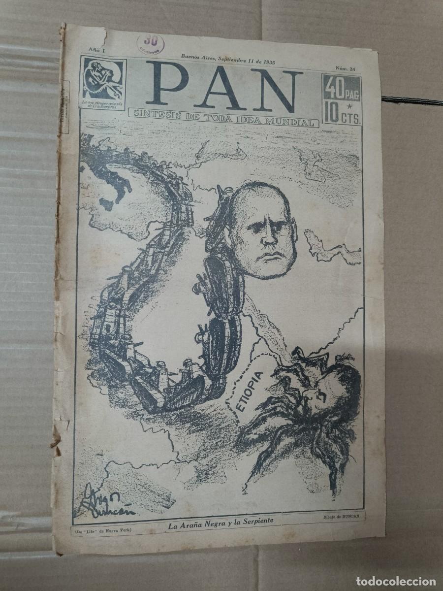 Collection Magazines and Newspapers: ANTIGUA REVISTA PAN, ARGENTINA 1935, MUSSOLINI ETIOPIA ITALIA, PORTADA Y CONTRAPORTADA -M1