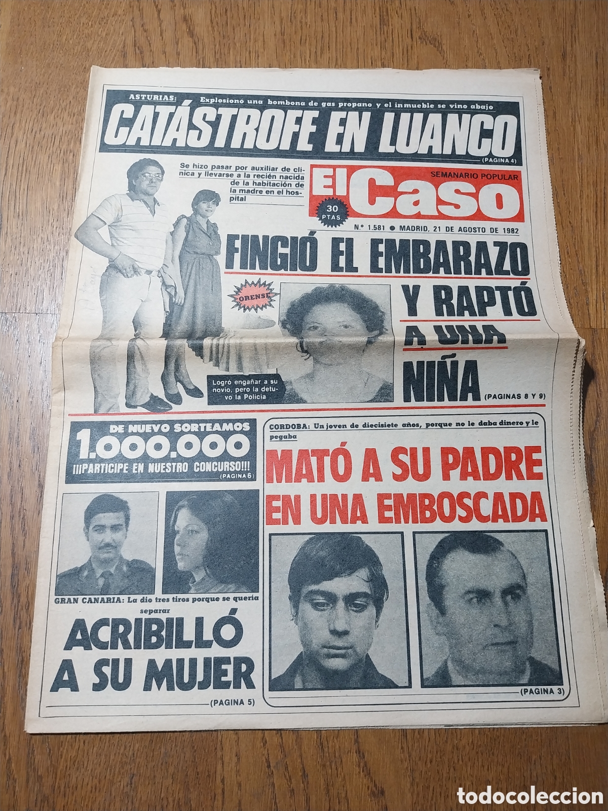 Sammeln von Zeitschriften und Zeitungen: EL CASO 1982 CAT&Aacute;STROFE EN LUANCO. RAPTO DE NI&Ntilde;A EN ORENSE.LA ABUELA MAS JOVEN DE ESPA&Ntilde;A LA CORU&Ntilde;A
