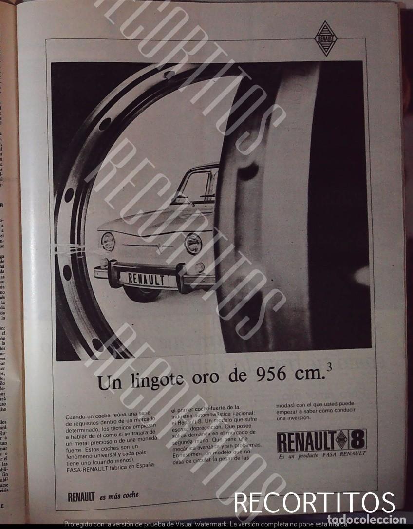 Coleccionismo de Revistas y Peri&oacute;dicos: RENAULT 8 MOTOR Anuncio publicidad