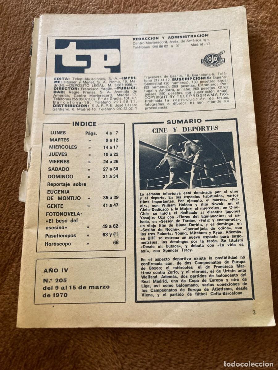 Coleccionismo de Revistas y Peri&oacute;dicos: Revista TP TELEPROGRAMA n&ordm; 205 - 9 a 15 Marzo 1970 - / ANA MAR&Iacute;A VIDAL ( Sin portada )