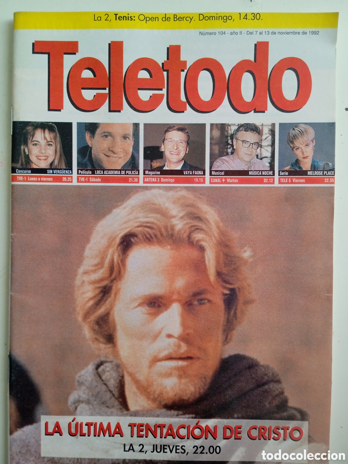 Coleccionismo de Revistas y Peri&oacute;dicos: Teletodo n&deg;104 noviembre 1992 Willem Dafoe La &Uacute;ltima tentaci&oacute;n de Cristo
