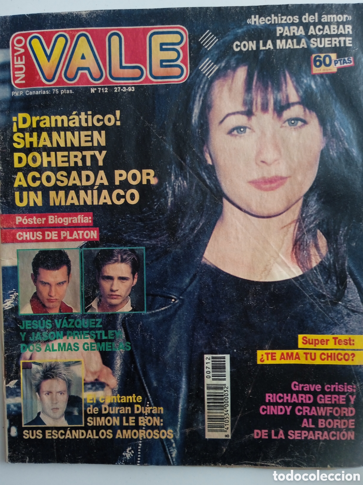 Coleccionismo de Revistas y Peri&oacute;dicos: Nuevo Vale 712 Shannen Doherty Rob Lowe. Biograf&iacute;a y poster Chus de Plat&oacute;n