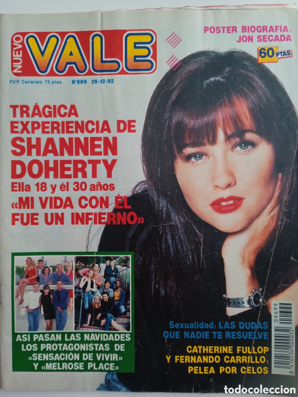 Coleccionismo de Revistas y Peri&oacute;dicos: Nuevo Vale 699 Shannen Doherty biograf&iacute;a y poster de Jon Secada
