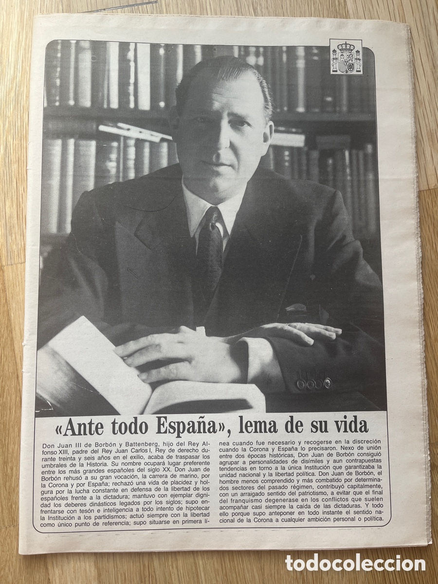Coleccionismo de Revistas y Peri&oacute;dicos: Ante todo Espa&ntilde;a, lema de su vida monogr&aacute;fico de don Juan de Borb&oacute;n