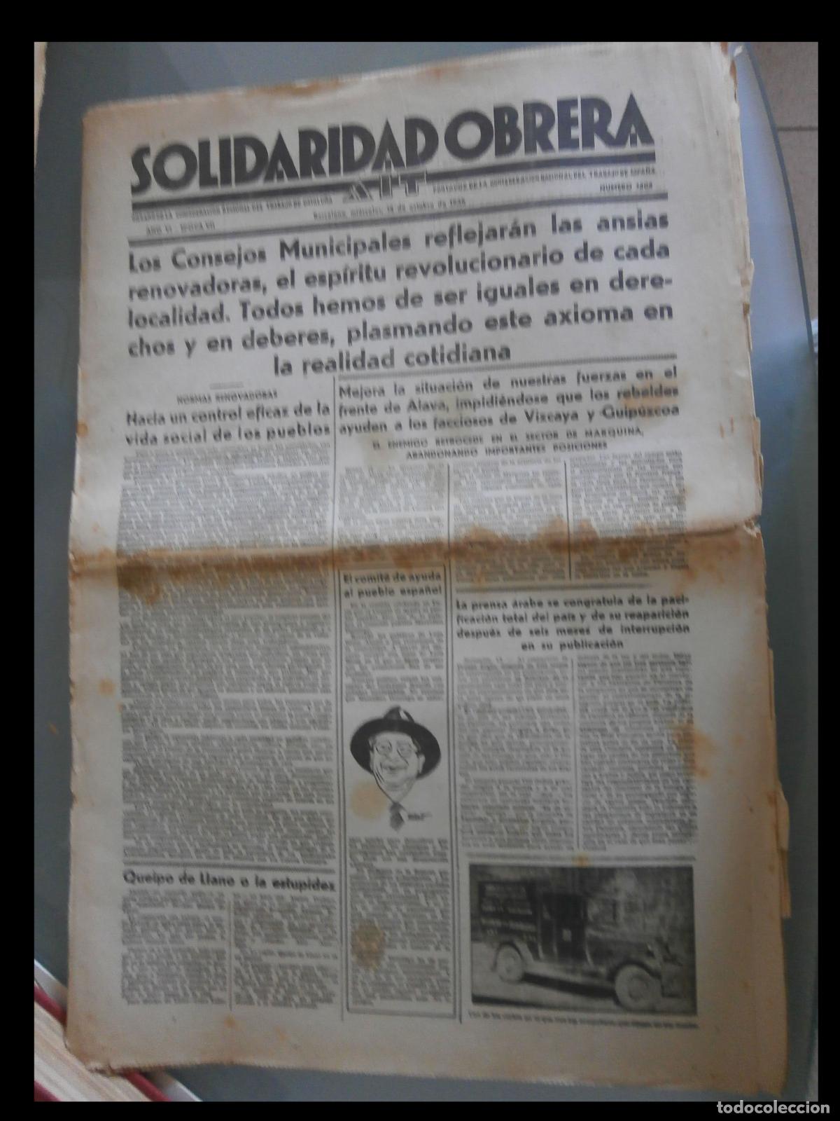 Coleccionismo de Revistas y Peri&oacute;dicos: Solidaridad Obrera. &Oacute;rgano de la Confederaci&oacute;n Regional del Trabajo de Catalu&ntilde;a. Octubre 1936