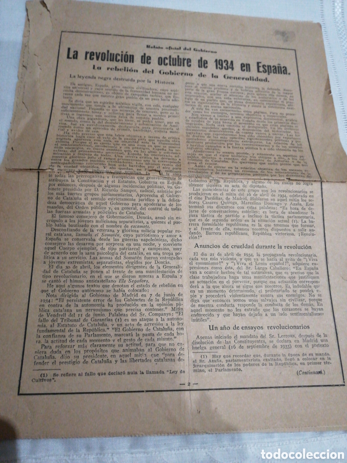 Coleccionismo de Revistas y Peri&oacute;dicos: La revoluci&oacute;n de octubre de 1934 en Espa&ntilde;a. Relato oficial del Gobierno