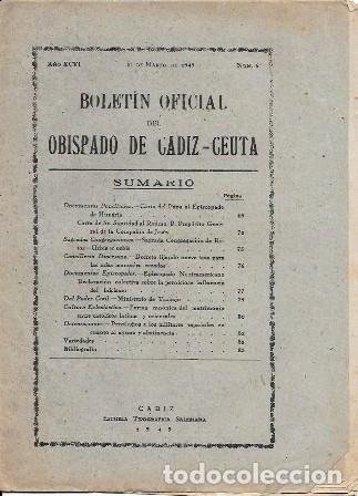 Sammeln von Zeitschriften und Zeitungen: BOLETIN OFICIAL DEL OBISPADO DE CADIZ-CEUTA A&Ntilde;O XCVI 21 MARZO 1949 N&ordm; 6 (SEPARATA) - A-FOLLETO-329