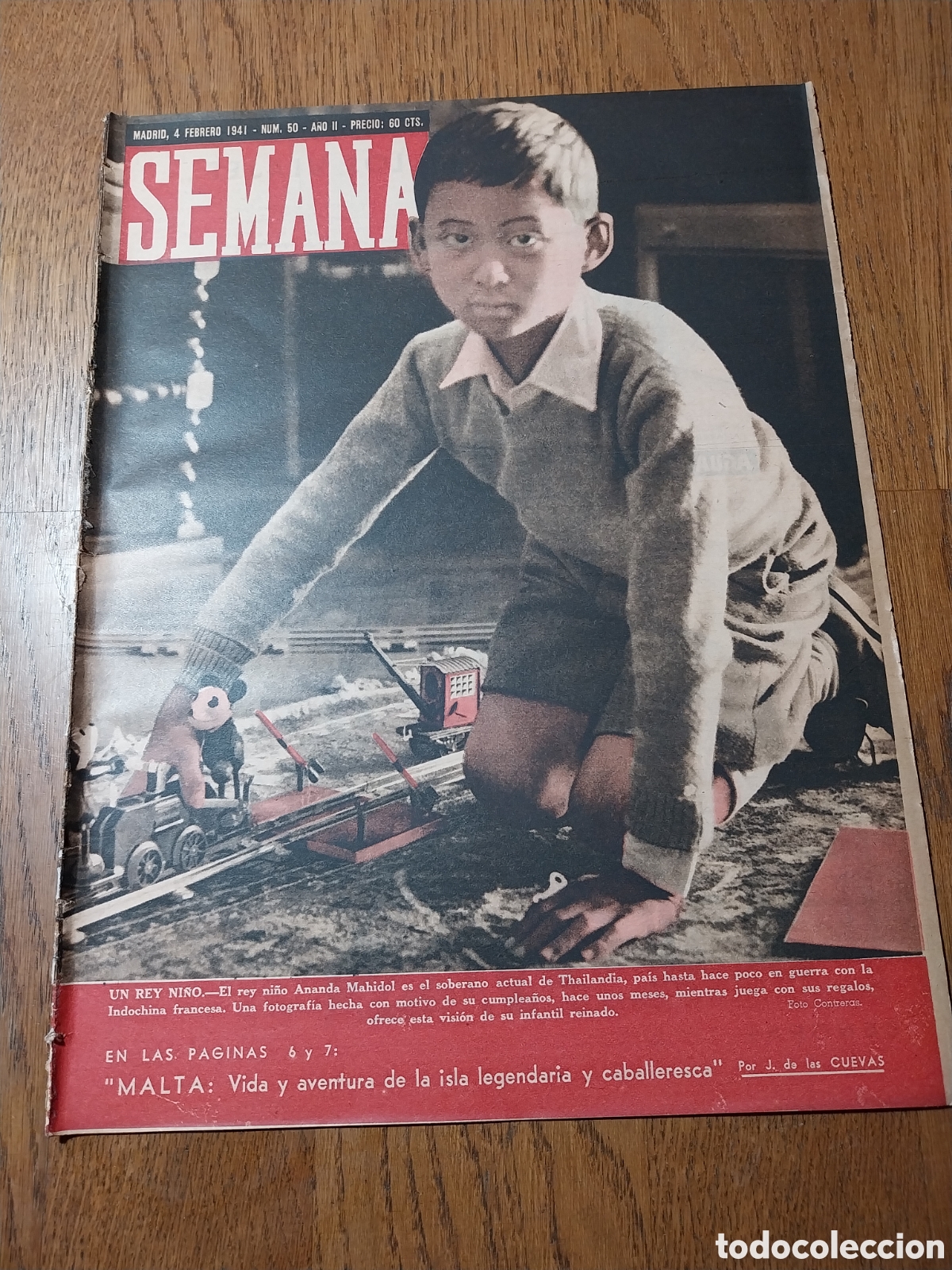 Coleccionismo de Revistas y Peri&oacute;dicos: SEMANA 1941 EL REY NI&Ntilde;O D THAILANDIA. SALVAMENTO AVIADORES NAUFRAGOS. EL PEZ EXPLOSIVO