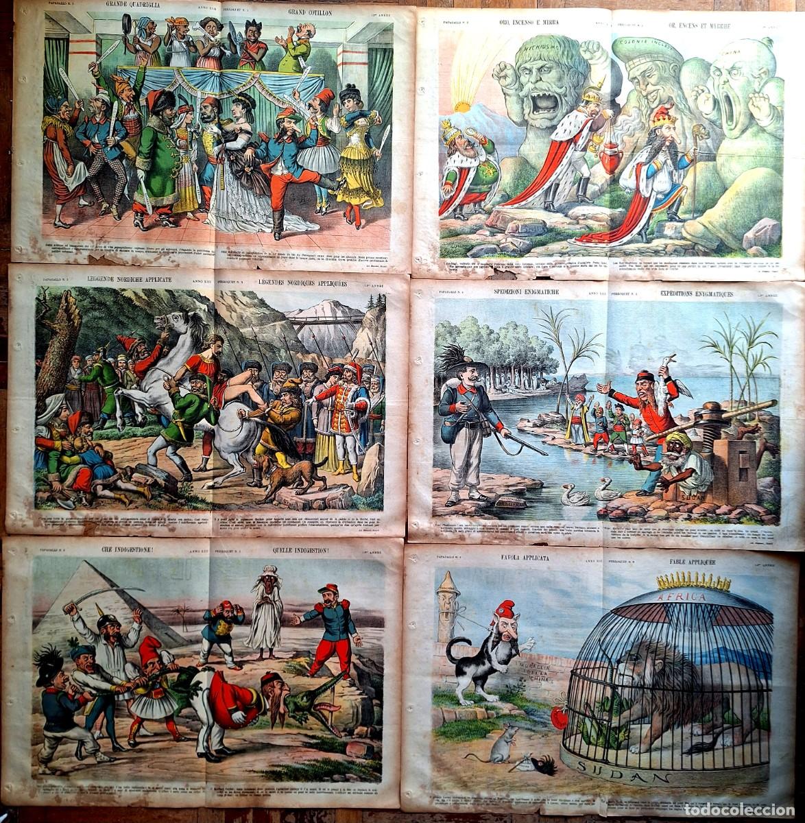 Collezionismo di Riviste e Giornali: IL PAPAGALLO GIORNALE POLITICO UMORISTICO ITALIANO 57 NEWSPAPER LITOGRAFIA 1885 PERIODICO SIGLO XIX