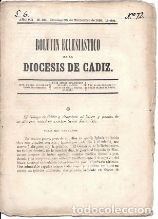 Coleccionismo de Revistas y Peri&oacute;dicos: BOLETIN ECLESIASTICO DE LA DIOCESIS DE CADIZ A&Ntilde;O VII N&ordm; 291 NOVIEMBRE 1839 - A-CA-4189