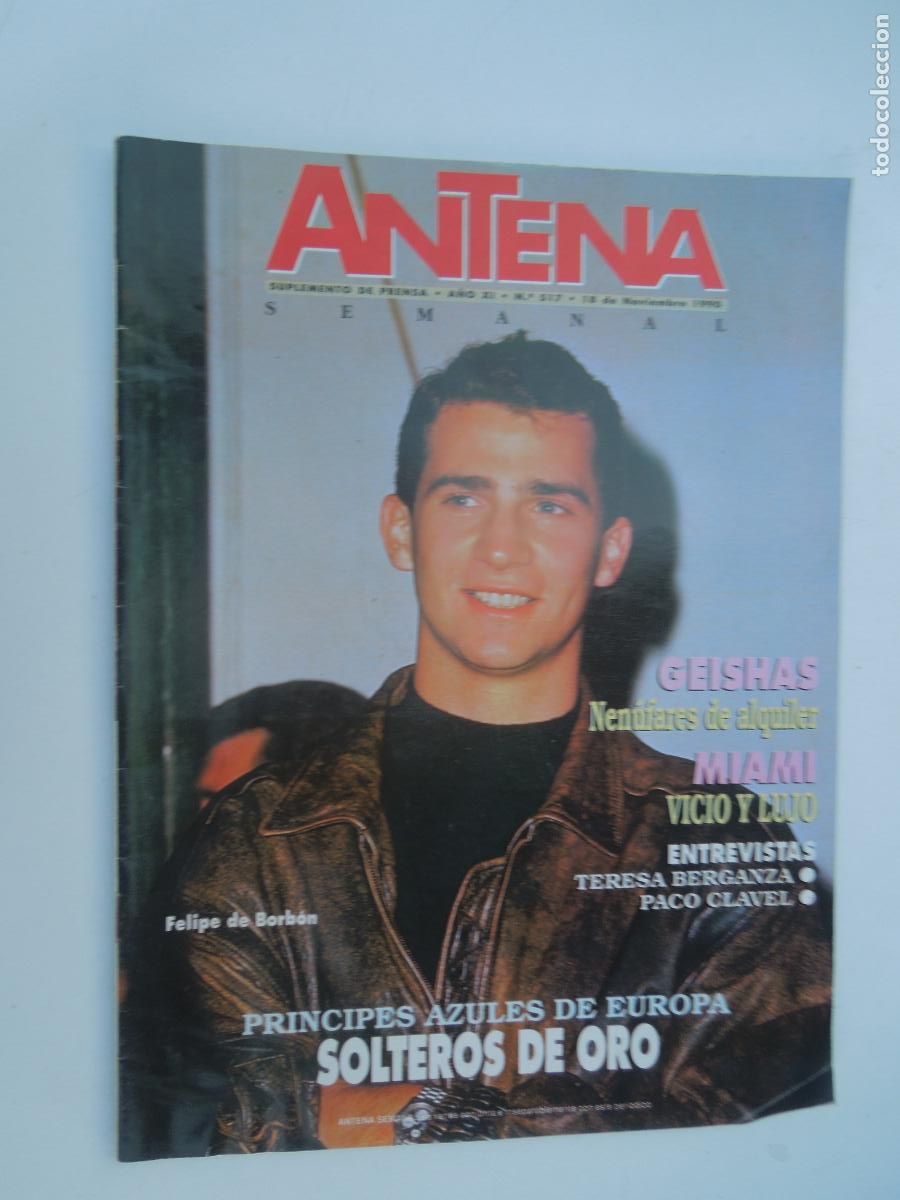Coleccionismo de Revistas y Peri&oacute;dicos: ANTENA - SUPLEMENTO DE PRENSA N&ordm; 517 -11-1990 - PRINCIPES AZULES DE EUROPA - SOLTEROS DE ORO