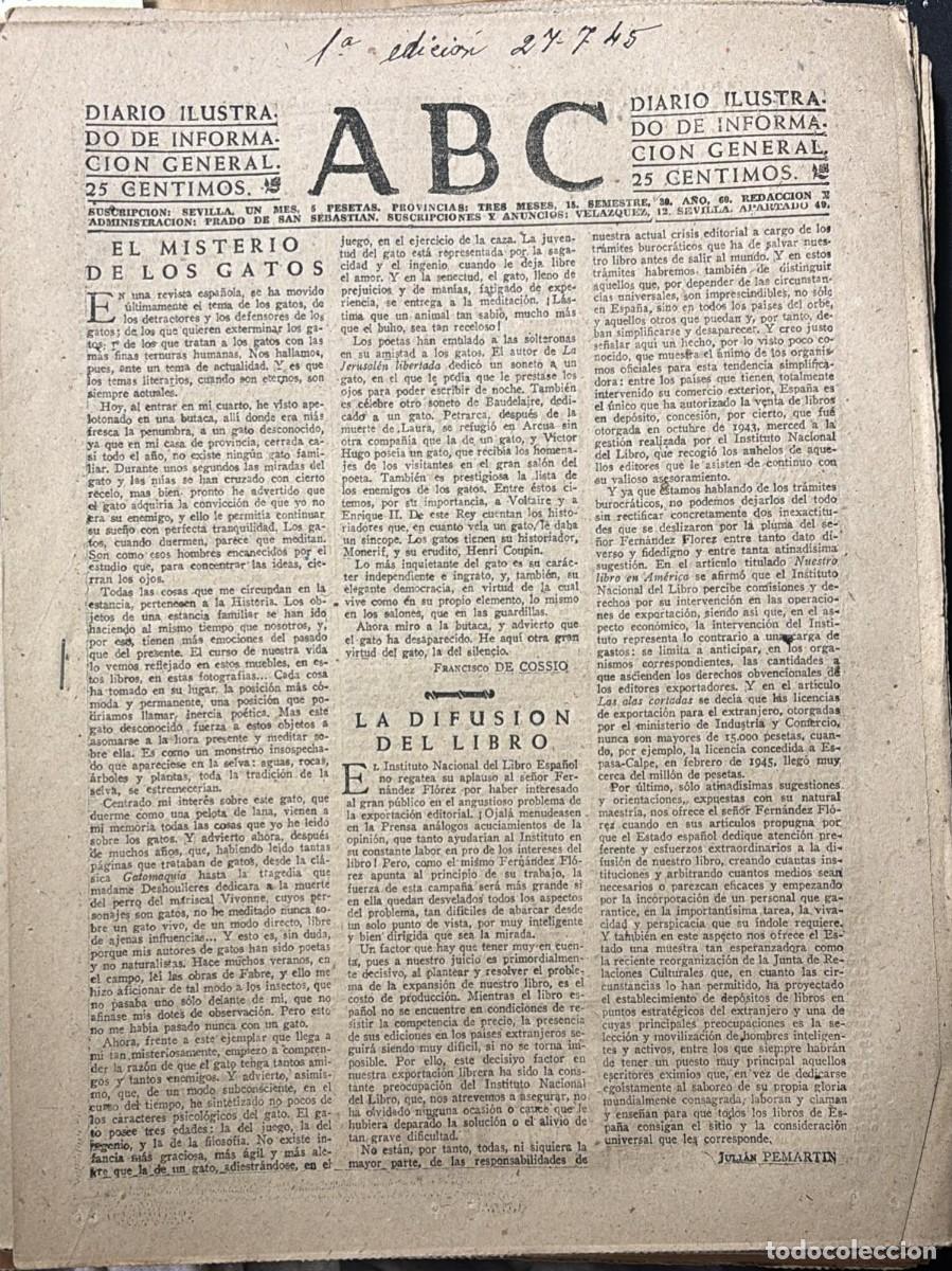 Collezionismo di Riviste e Giornali: PERIODICO ABC MADRID-SEVILLA 27 DE JULIO DE 1945 N&ordm; 13091. A-ABC-0698 ,2