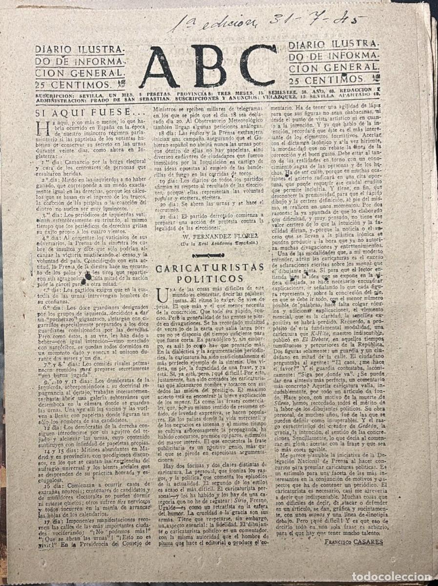 Collection Magazines and Newspapers: PERIODICO ABC MADRID-SEVILLA 31 DE JULIO DE 1945 N&ordm; 13094. A-ABC-0701 ,2
