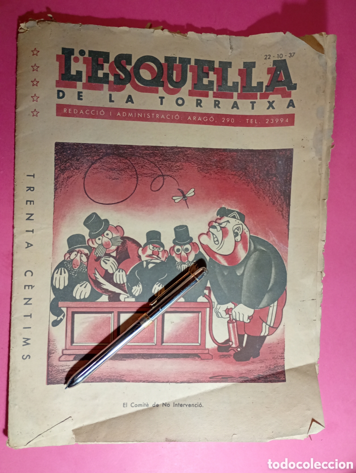 Coleccionismo de Revistas y Peri&oacute;dicos: L&acute;ESQUELLA DE LA TORRATXA 22/10/37 N&ordm; 3035 GRANS TEXTS I IL.LUSTRACIONS BON HUMOR CORROSIU