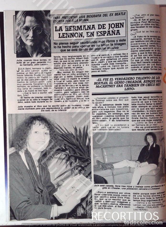 Coleccionismo de Revistas y Peri&oacute;dicos: JULIA LENNON LA HERMANA DE JOHN LENNON EN ESPA&Ntilde;A 1989