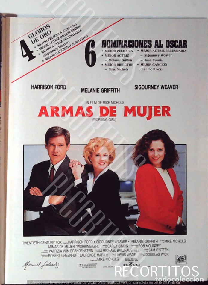 Coleccionismo de Revistas y Peri&oacute;dicos: ARMAS DE MUJER HARRISON FORD MELANIE GRIFFITH SIGOURNEY WEAVER