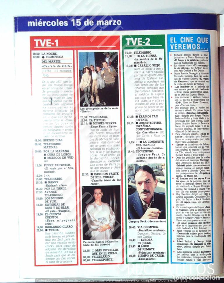 Coleccionismo de Revistas y Peri&oacute;dicos: cancion triste de hill street veronica hammel THROB GREGORY PECK