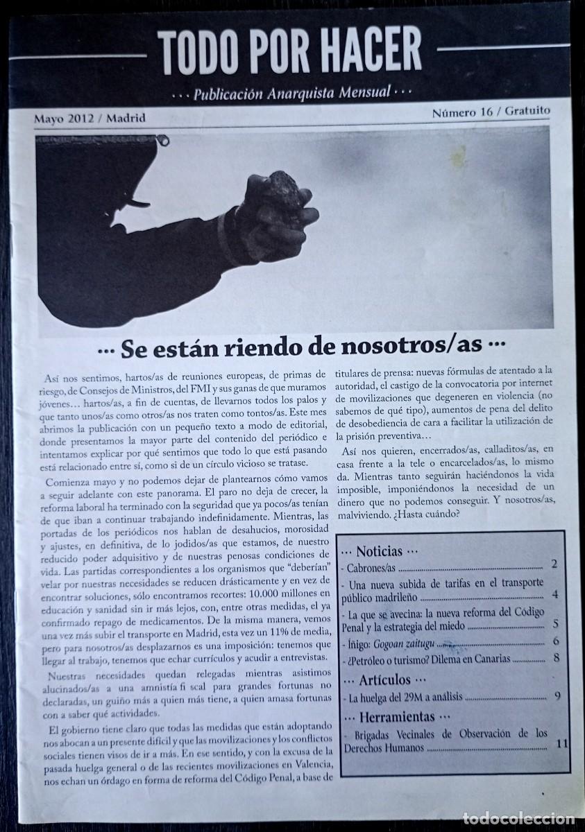 Coleccionismo de Revistas y Peri&oacute;dicos: Todo por Hacer. Publicaci&oacute;n anarquista mensual n&ordm; 16