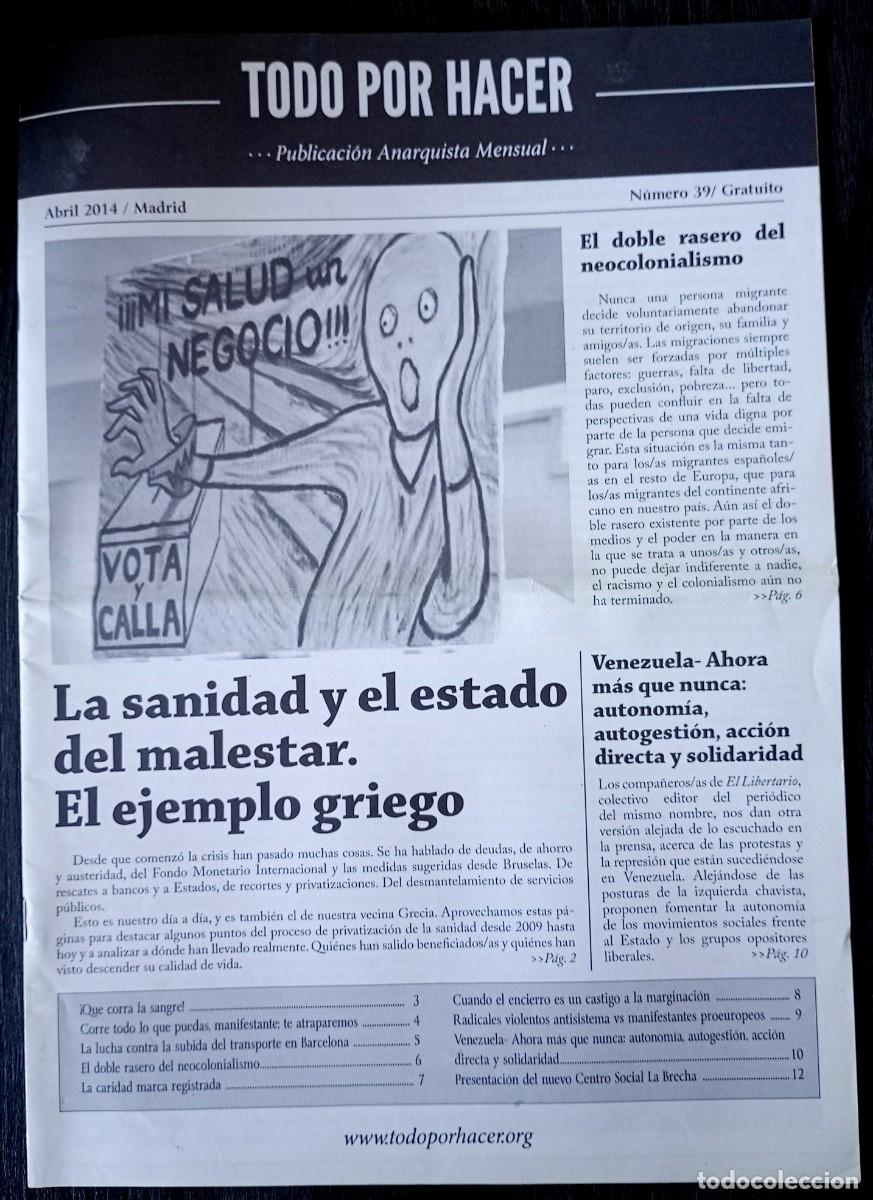 Coleccionismo de Revistas y Peri&oacute;dicos: Todo por Hacer. Publicaci&oacute;n anarquista mensual n&ordm; 39