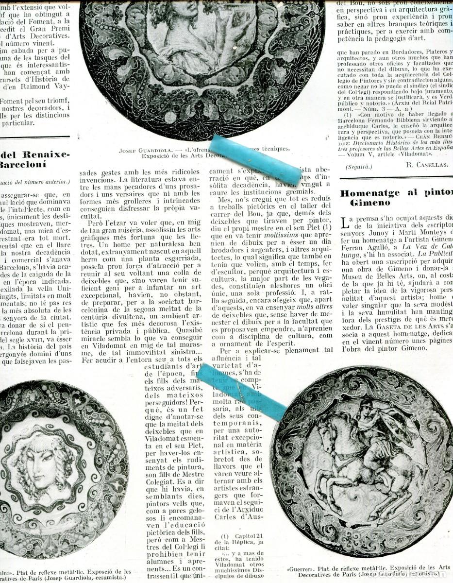 Coleccionismo de Revistas y Peri&oacute;dicos: REVISTA A&Ntilde;O 1925 JOSEP GUARDIOLA CERAMISTA A PARIS PINTOR GIMENO MALLORCA DORGERLOH ISERN ALIE