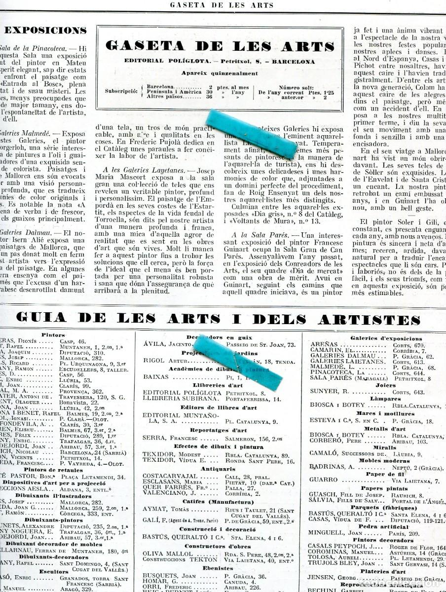 Coleccionismo de Revistas y Peri&oacute;dicos: REVISTA A&Ntilde;O 1925 PINTORA MARIA MASCORT ROIG ENSENYAT FRANCESC GUINART SOLER I GILI