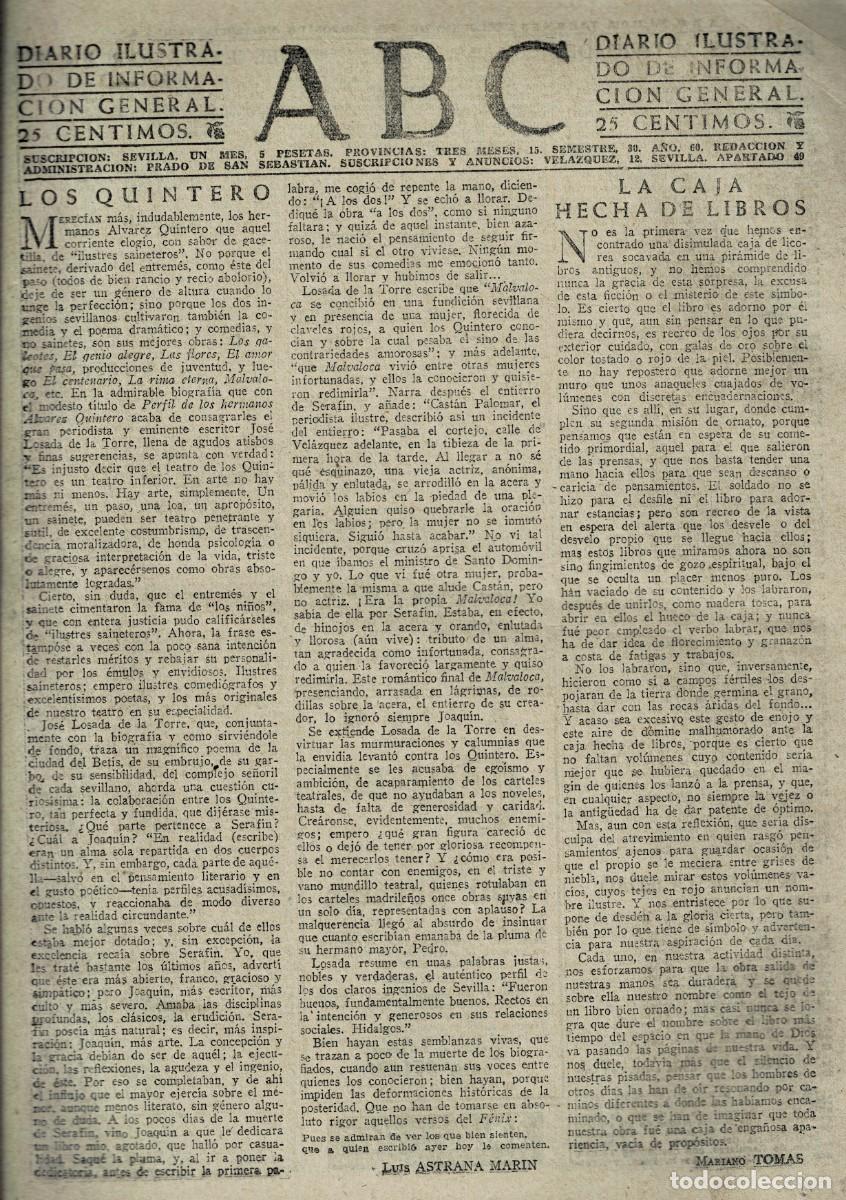 Collectionnisme de Revues et Journaux: PERIODICO ABC MADRID-SEVILLA 1 DE JUNIO DE 1945 N&ordm; 13043. A-ABC-0704