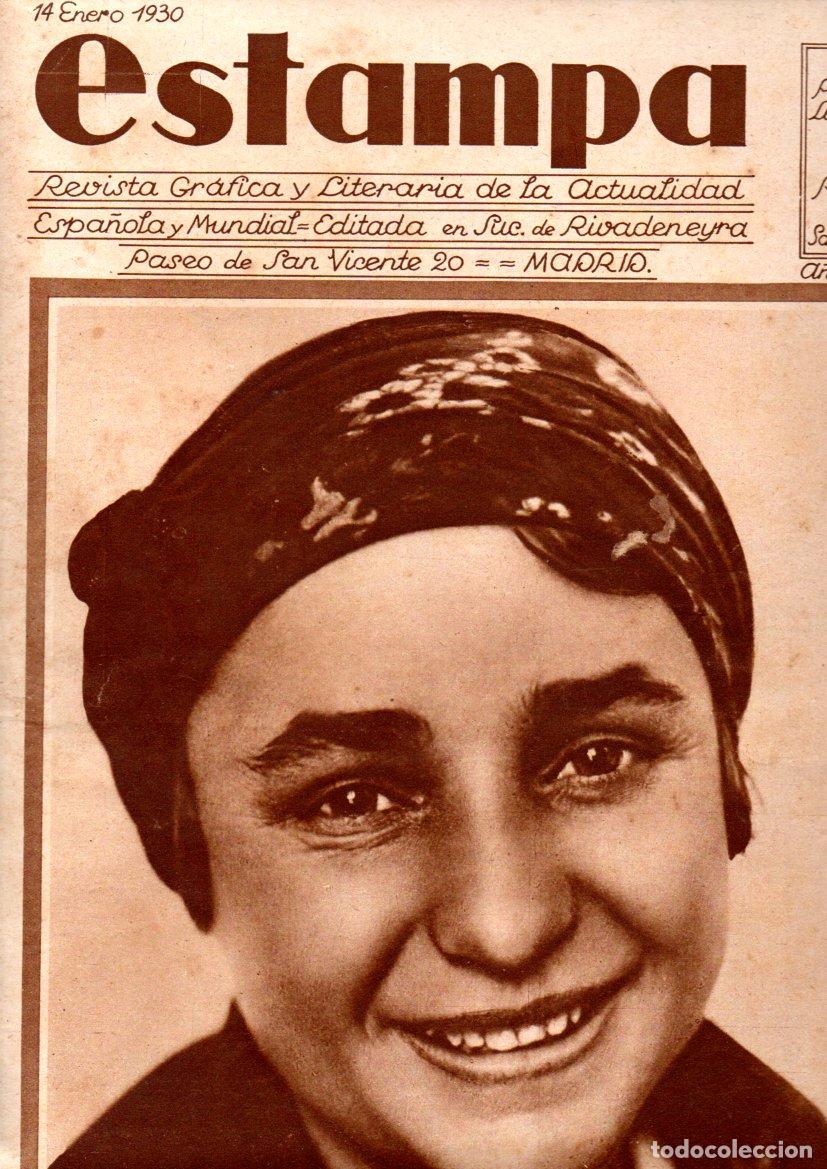 Coleccionismo de Revistas y Peri&oacute;dicos: REVISTA ESTAMPA 14 ENERO 1930 - CAZA DE P&Aacute;JAROS CON CENCERRO Y LINTERNA - ESCUELA GIMNASIA TOLEDO