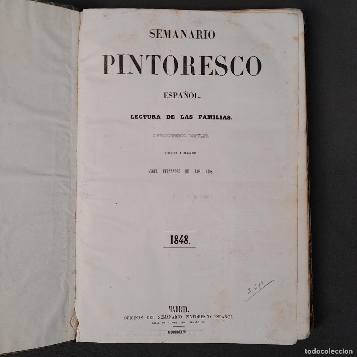 Coleccionismo de Revistas y Peri&oacute;dicos: L-2853. SEMANARIO PINTORESCO ESPA&Ntilde;OL. LECTURA DE LAS FAMILIAS. MADRID, 1848.