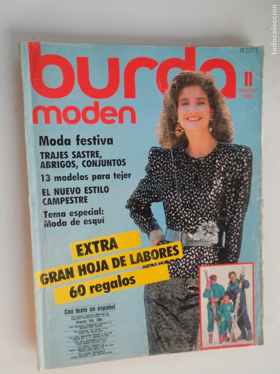 Collectionnisme de Revues et Journaux: BURDA MODEN REVISTA 11/1986 - CON INSTRUCIONES CON PATRONES TEXTO EN ESPA&Ntilde;OL-MODA FESTIVA