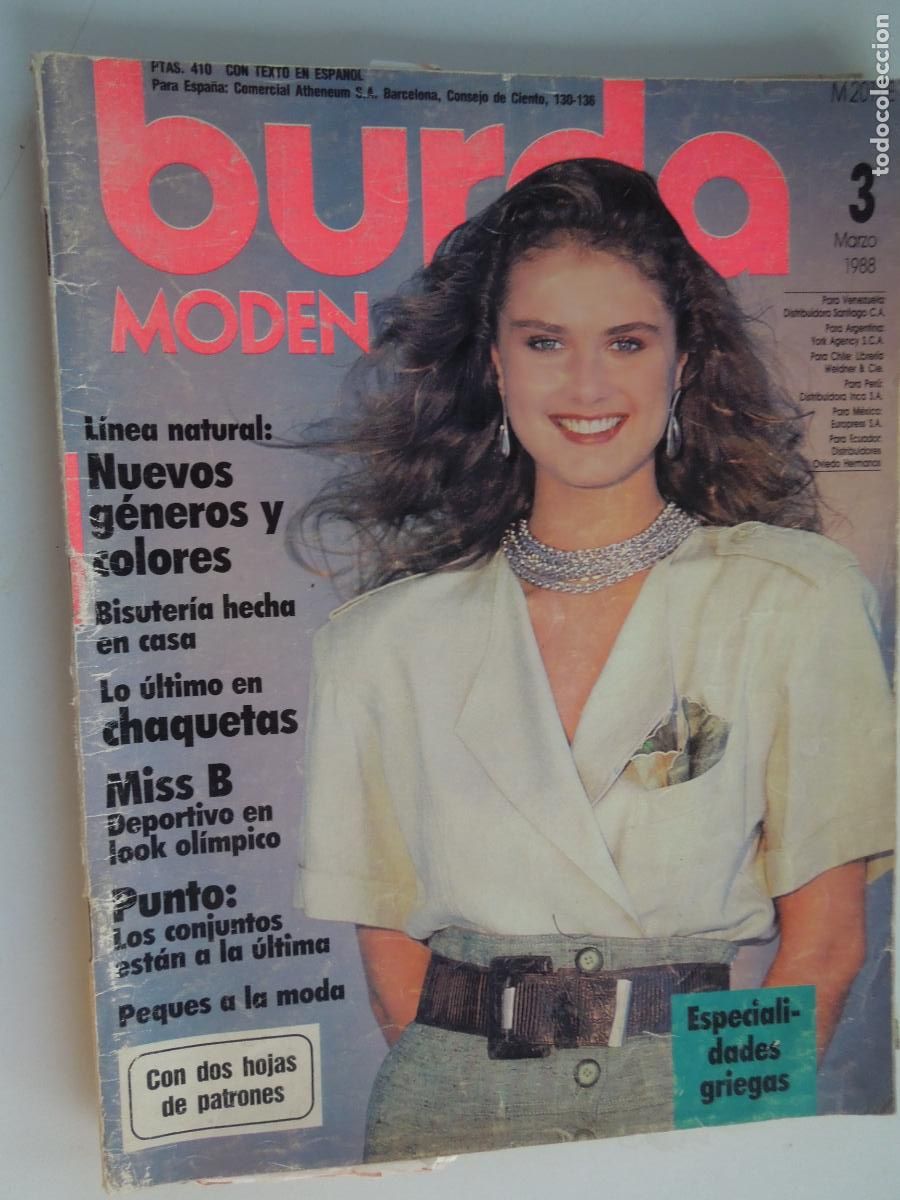 Collection Magazines and Newspapers: BURDA MODEN REVISTA 3/1988 -CON INSTRUCIONES CON PATRONES TEXTO EN ESPA&Ntilde;OL-LINEA NATURAL