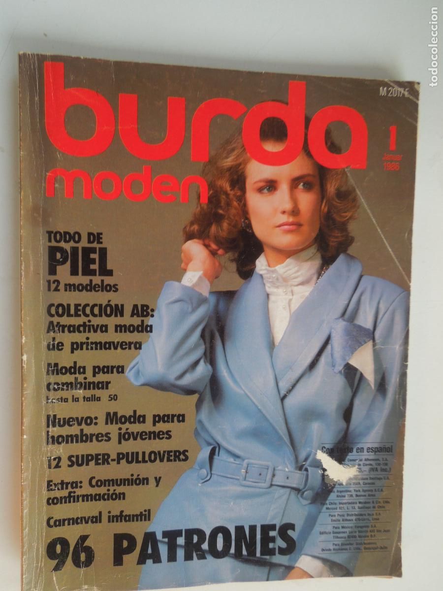 Coleccionismo de Revistas y Peri&oacute;dicos: BURDA MODEN REVISTA 1/1986 CON INSTRUCCIONES Y PATRONES -TODO DE PIEL