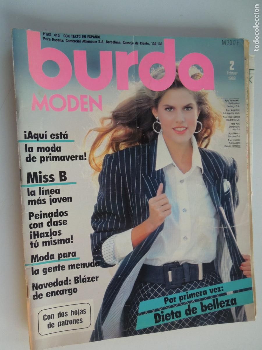 Coleccionismo de Revistas y Peri&oacute;dicos: BURDA MODEN REVISTA 2/1988-BURDA MODEN REVISTA - CON INSTRUCCIONES Y PATRONES -MODA DE PRIMAVERA