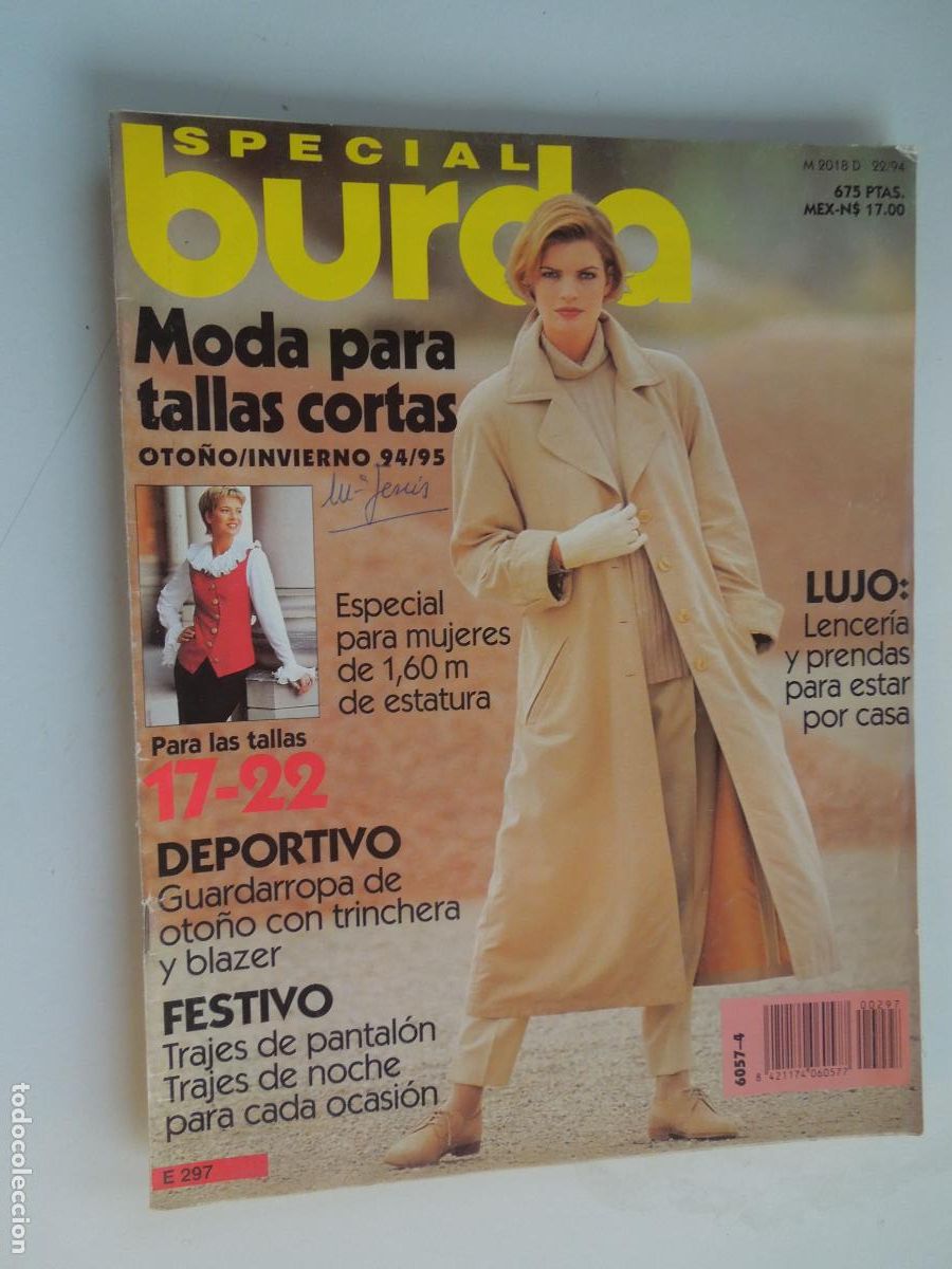 Coleccionismo de Revistas y Peri&oacute;dicos: BURDA SPECIAL -E-297- 22-94-MODA TALLAS CORTAS -DEPORTIVO - FESTIVO CON INSTRUCCIONES Y PATRONES
