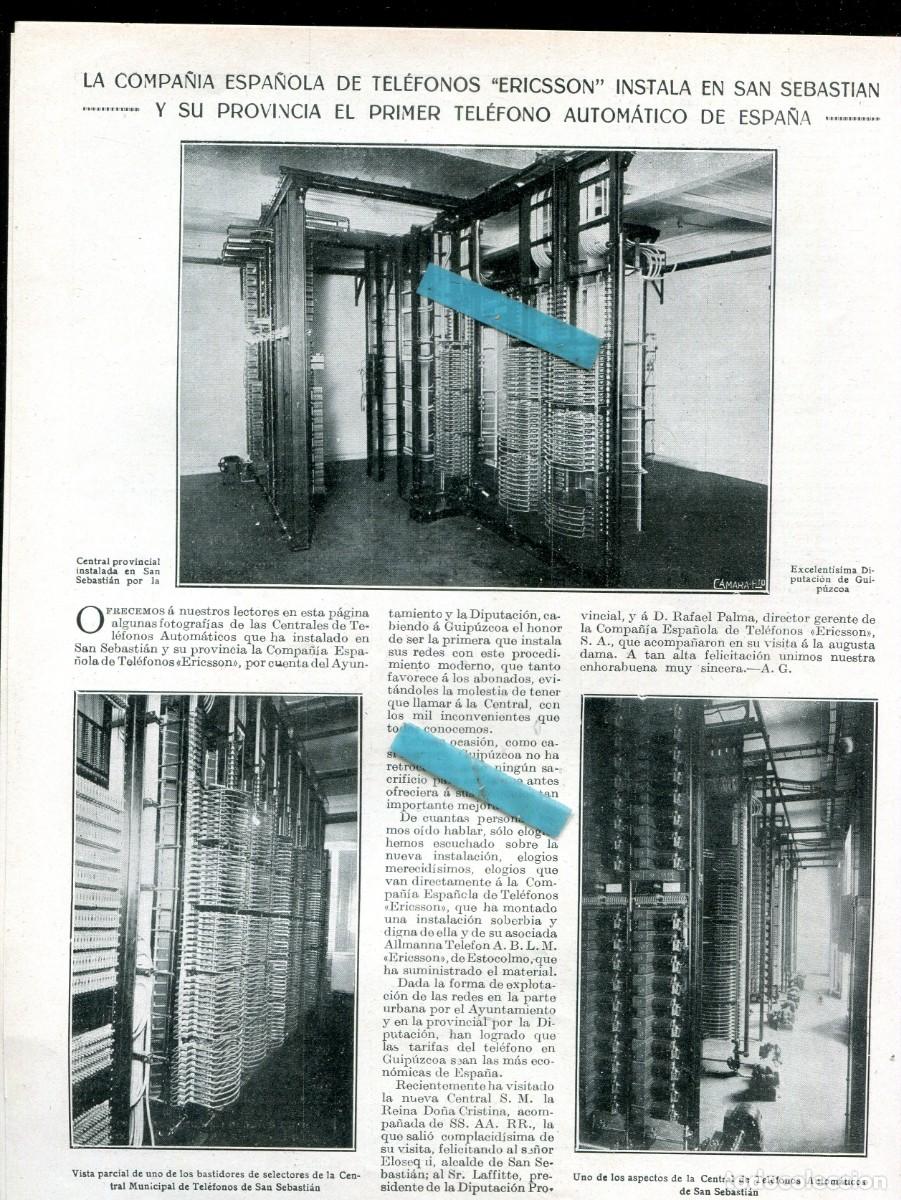 Coleccionismo de Revistas y Peri&oacute;dicos: REVISTA A&Ntilde;O 1926 PRIMER TELEFONO AUTOMATICO DE ESPA&Ntilde;A EN SAN SEBASTIAN ERICSSON