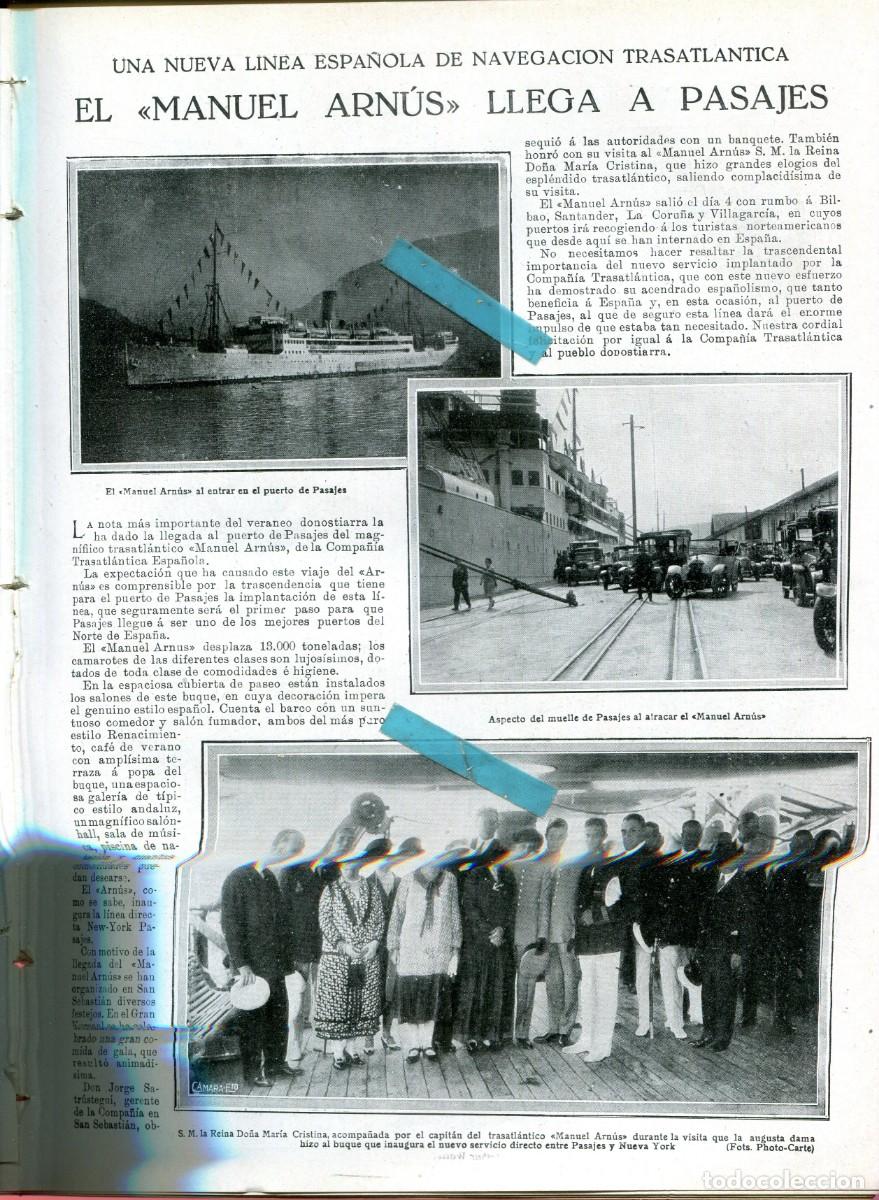 Coleccionismo de Revistas y Peri&oacute;dicos: REVISTA A&Ntilde;O 1926 BARCO MANUEL ARUS EN PASAJES PRIMERA VUELTA CICLISTA A ASTURIAS GRADO SALAS MUSSIO
