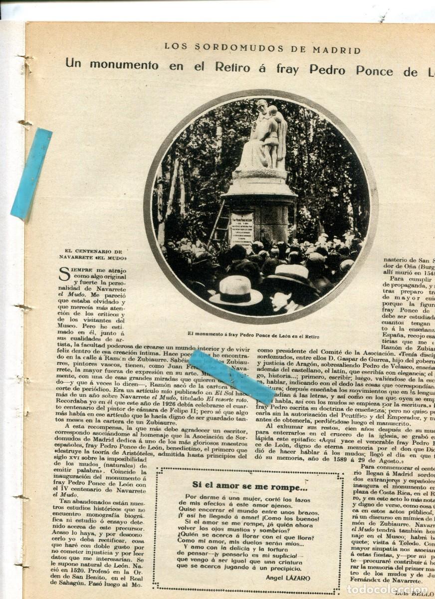 Coleccionismo de Revistas y Peri&oacute;dicos: REVISTA A&Ntilde;O 1926 FRAY PEDRO PONCE DE LEON SORDOMUDOS ROMERIA DE LOS ANGELES SIERRA DE ARACENA