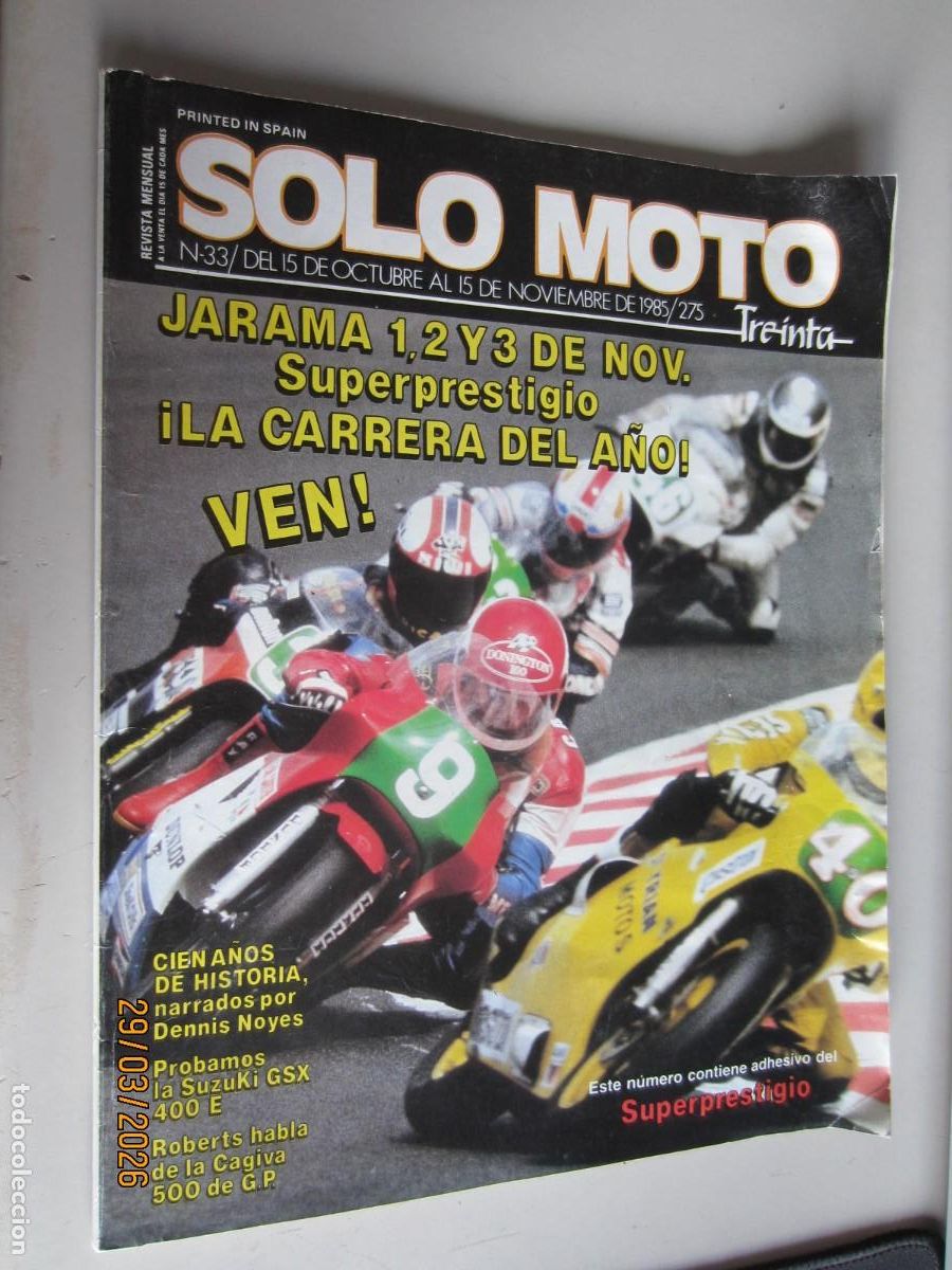 Coleccionismo de Revistas y Peri&oacute;dicos: REVISTA SOLO MOTO TREINTA. OCTUBRE-NOVIEMBRE DE 1985. CIRCUITO DEL JARAMA LA CARRERA DEL A&Ntilde;O