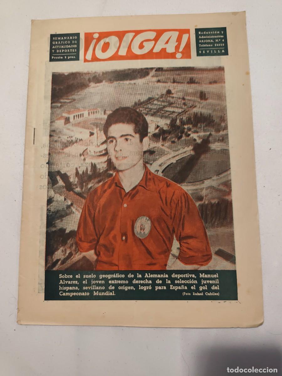 Coleccionismo de Revistas y Peri&oacute;dicos: Oiga. 10 mayo 1954. Manuel &Aacute;lvarez logr&oacute; el gol del Campeonato