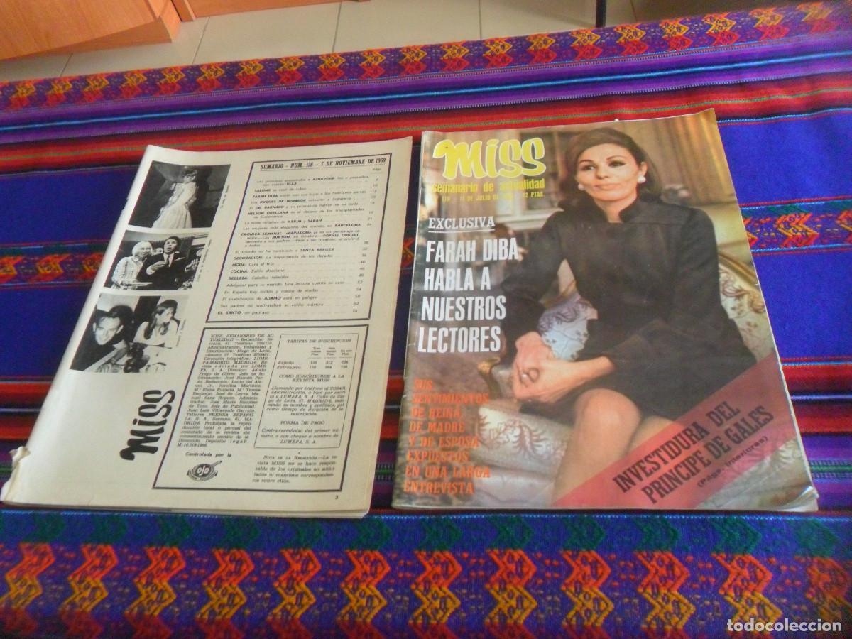 Collectionnisme de Revues et Journaux: MISS SEMANARIO DE ACTUALIDAD N&ordm; 119 FARAH DIBA, INVESTIDURA CARLOS PR&Iacute;NCIPE GALES 1969. REGALO 136.