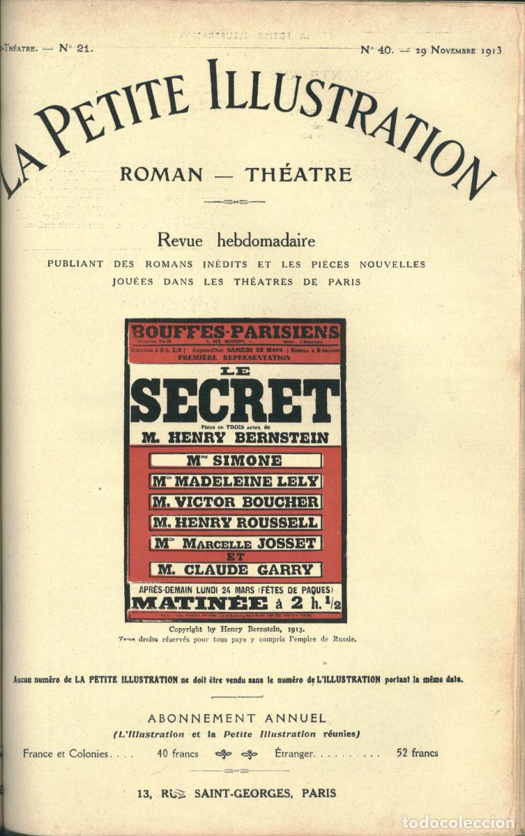Coleccionismo de Revistas y Peri&oacute;dicos: BERNSTEIN, Henry. Le secret (Petite Illustration; 21a) XI-1913.