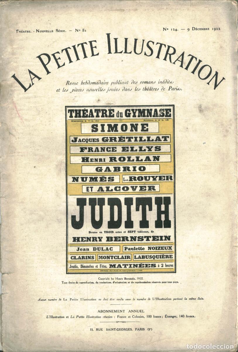 Coleccionismo de Revistas y Peri&oacute;dicos: BERNSTEIN, Henry. Judith (Petite Illutration; 81) XII-1922.