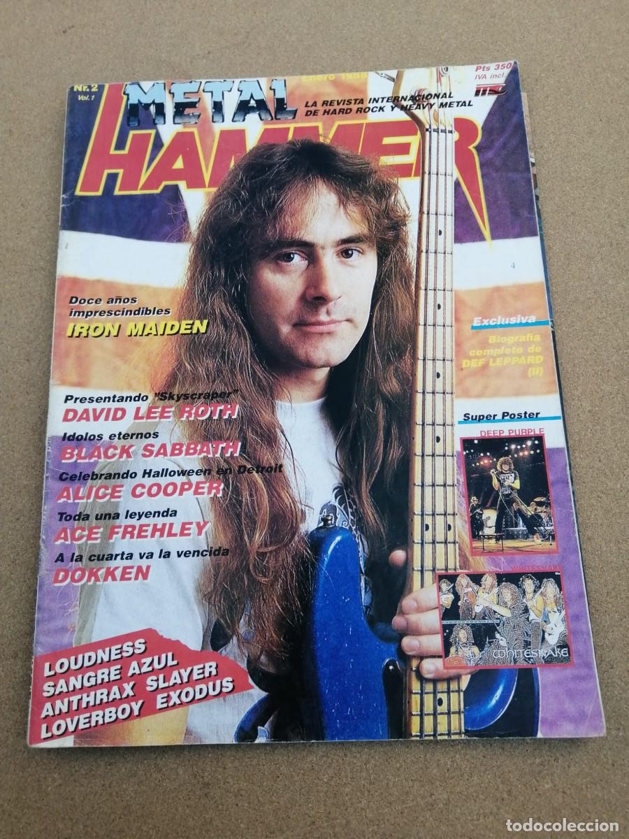 Coleccionismo de Revistas y Peri&oacute;dicos: REVISTA METAL HAMMER (NUMERO 2) IRON MAIDEN - ALICE COOPER (POSTER DEEP PURPLE -WHITESANKE)