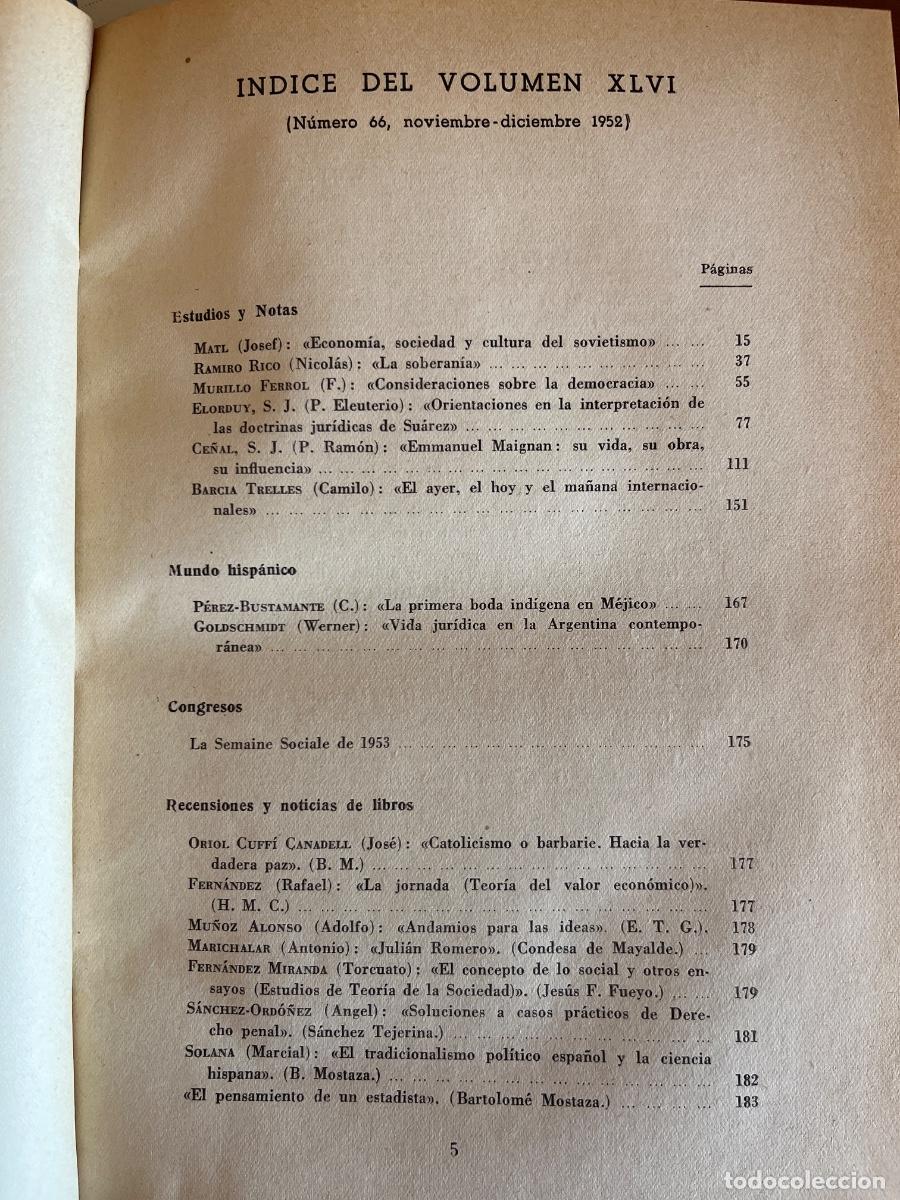Colecionismo de Revistas e Jornais: Revista de Estudios Pol&iacute;ticos, volumen XLVI, nov.-diciembre 1952 &iacute;ndices en las fotos
