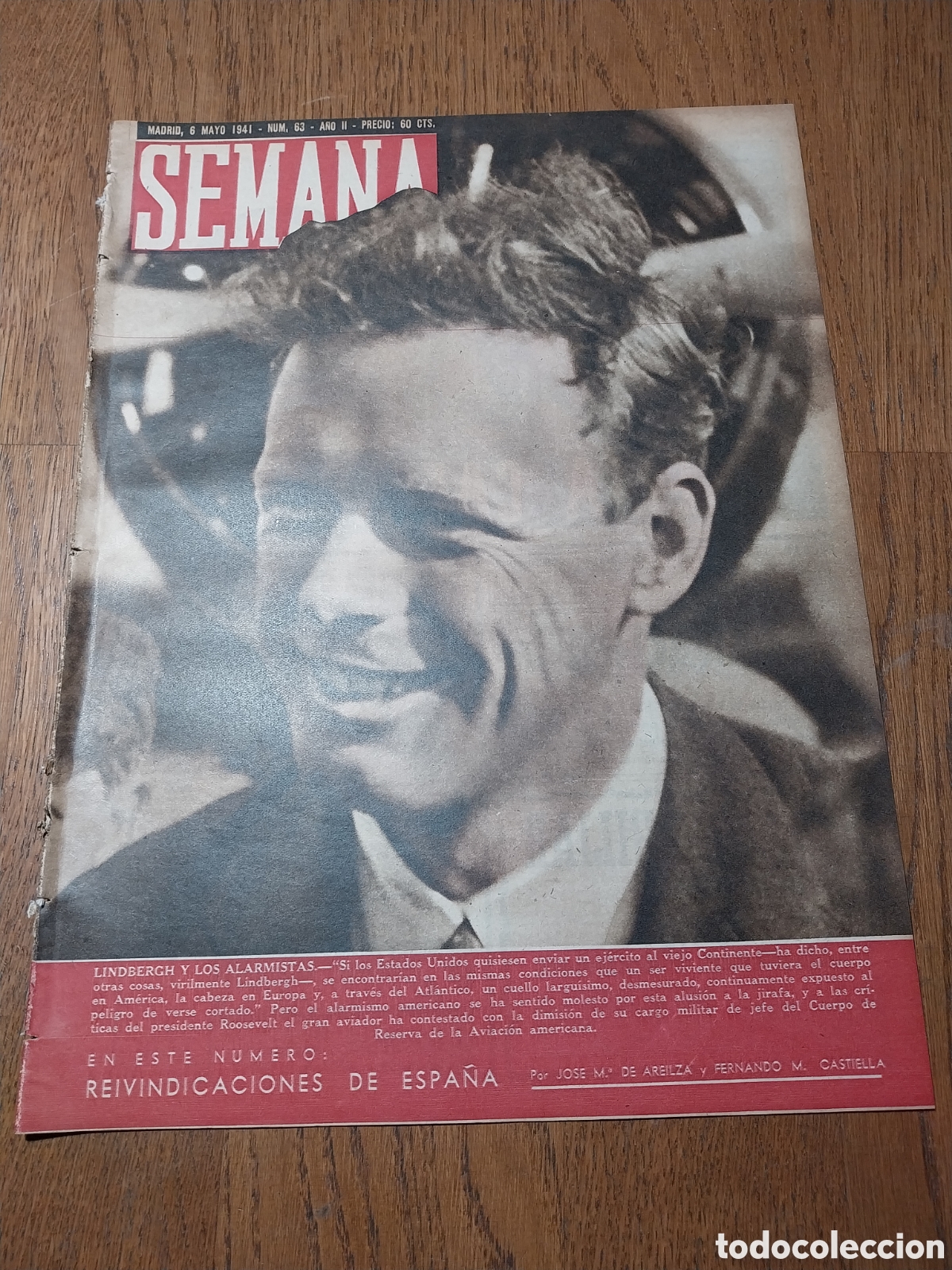 Coleccionismo de Revistas y Peri&oacute;dicos: SEMANA 1941 LINDBERGH Y LOS ALARMISTAS. LA VOZ DE ESPA&Ntilde;A EN MOTA DEL CUERVO. LUCES DE NUEVA YORK