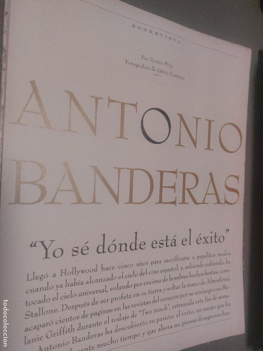 Coleccionismo de Revistas y Peri&oacute;dicos: ANTONIO BANDERAS. 5 P&Aacute;GINAS ART&Iacute;CULO EXTRAIDO DE REVISTA. GRAPA. COMPLETO